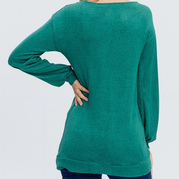 Forest Green Criss-Cross Front Sweater - Picture 3 of 7